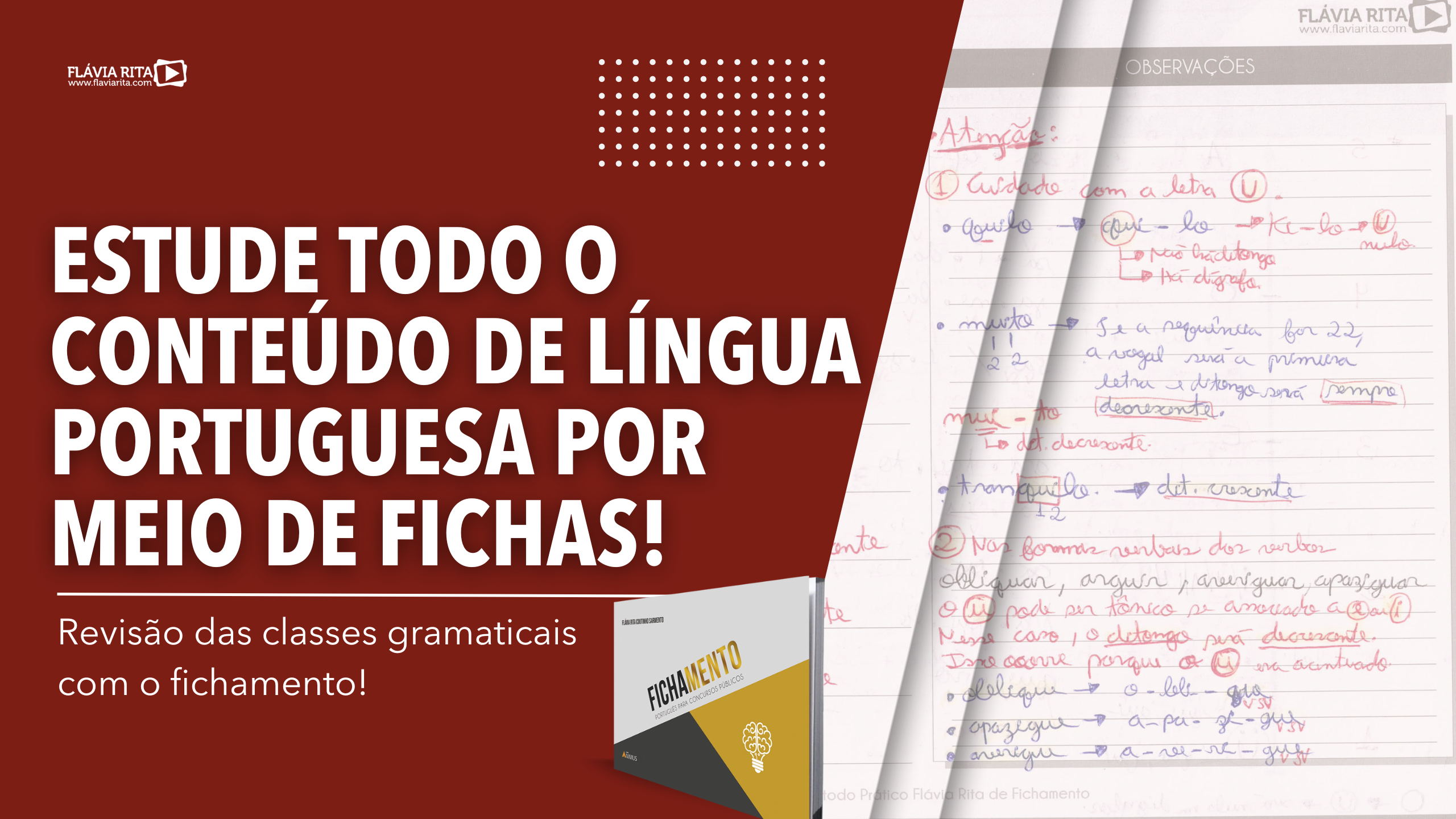 Estude todo o conteúdo de língua portuguesa por meio de fichas!